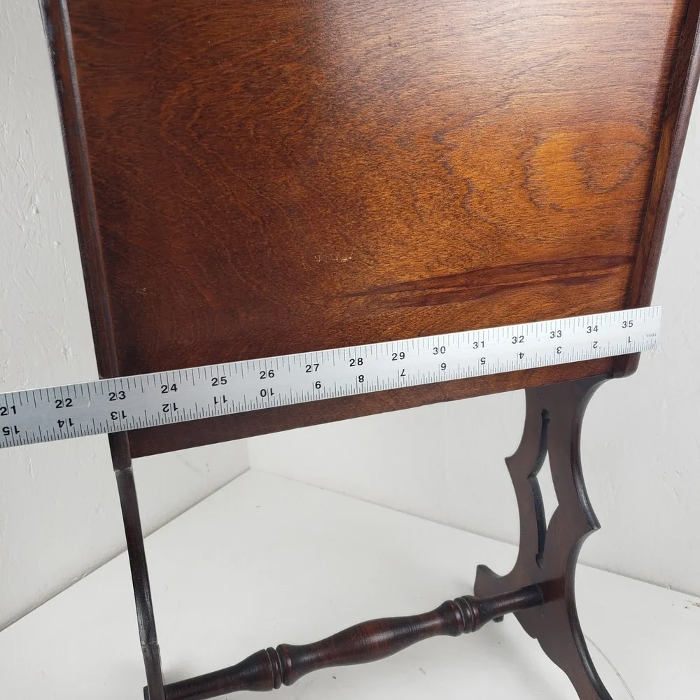 Vintage Priscilla Wooden Sewing Box On Stand Removable Tray Dark Brown Storage